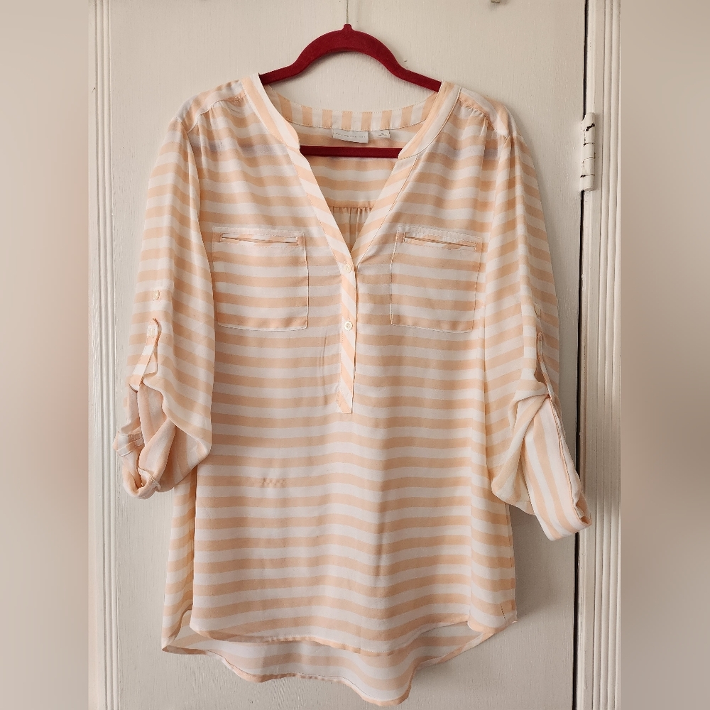 XL peach striped blouse